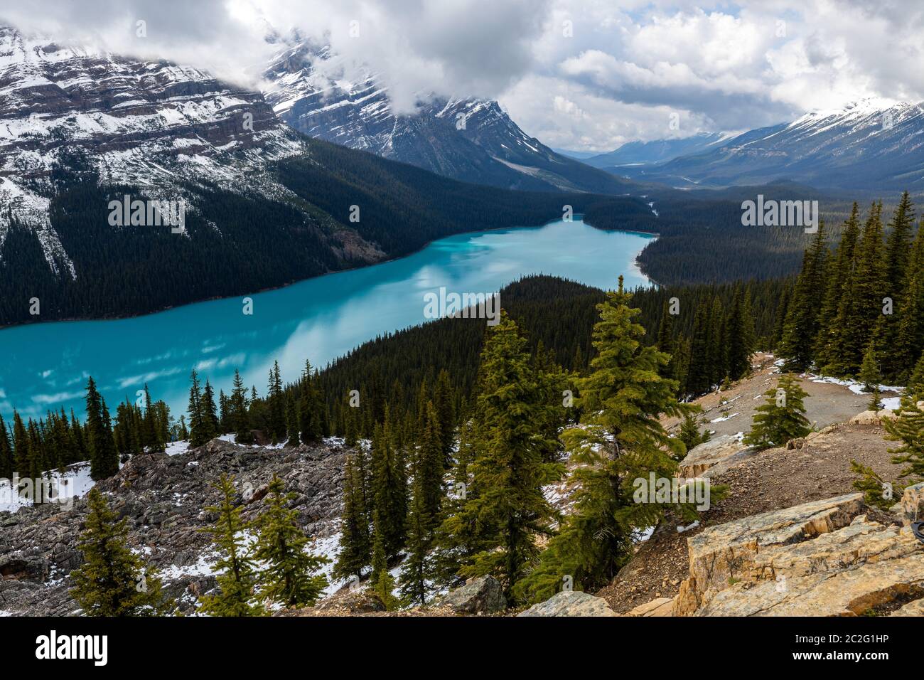 Lake Peyto in the Rocky Mountains of Banff National Park in Canada ...