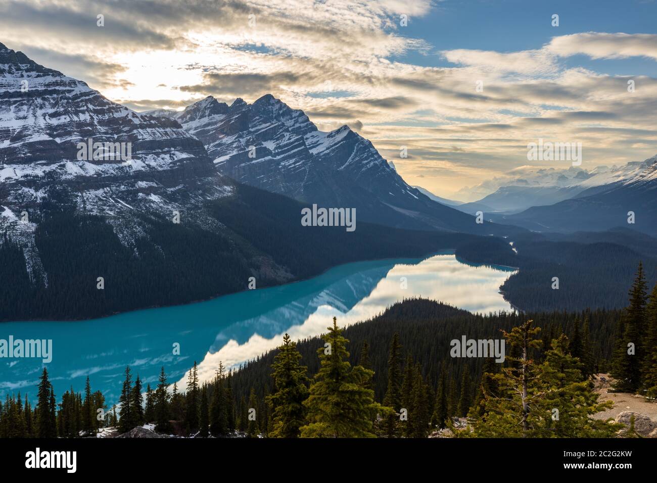 Lake Peyto in the Rocky Mountains of Banff National Park in Canada ...