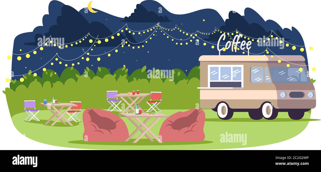 Evening food event semi flat vector illustration Stock Vector