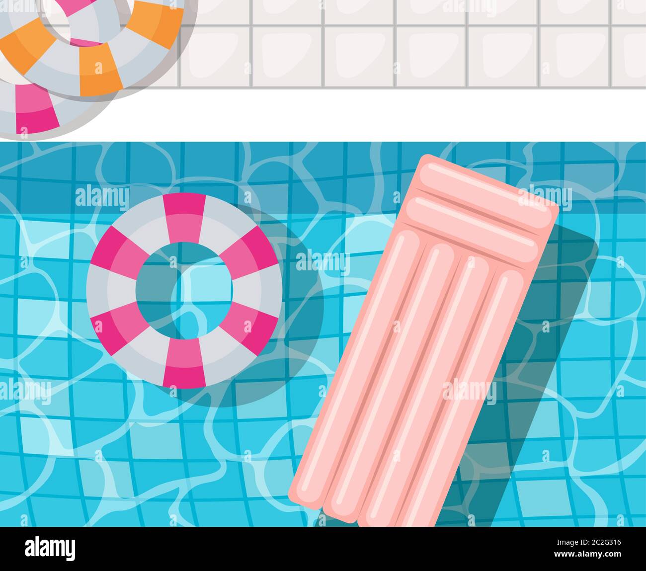 pool with floats top view design, Summer vacation and tropical theme ...