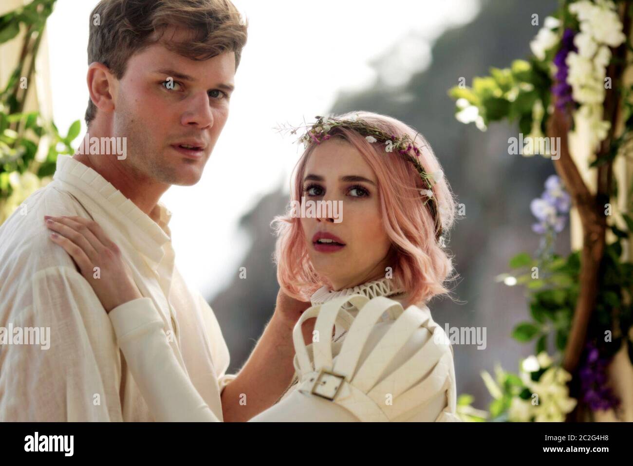 Paradise Hills is a 2019 Spanish science fiction fantasy thriller filmdirected by Alice Waddington in her directorial debut. It stars Emma Roberts as Uma, a young woman sent to Paradise, a mysterious behavioural modification centre for women who have displeased their families, alongside Danielle Macdonald, Awkwafina, Jeremy Irvine, Arnaud Valois, Eiza González, and Milla Jovovich.    this photograph is for editorial use only and is the copyright of the film company and/or the photographer assigned by the film or production company and can only be reproduced by publications in conjunction with Stock Photo