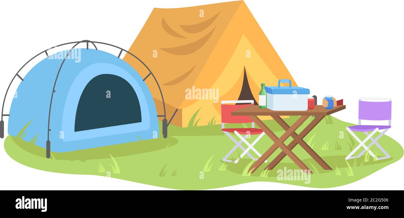 Outdoors recreation semi flat vector illustration Stock Vector