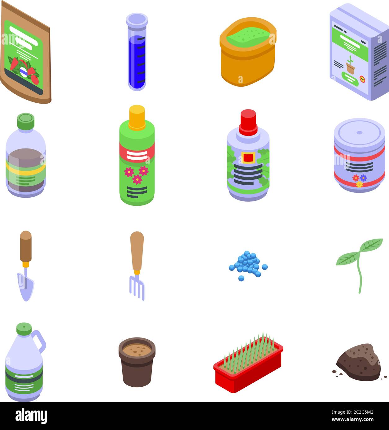 Fertilizer icons set, isometric style Stock Vector