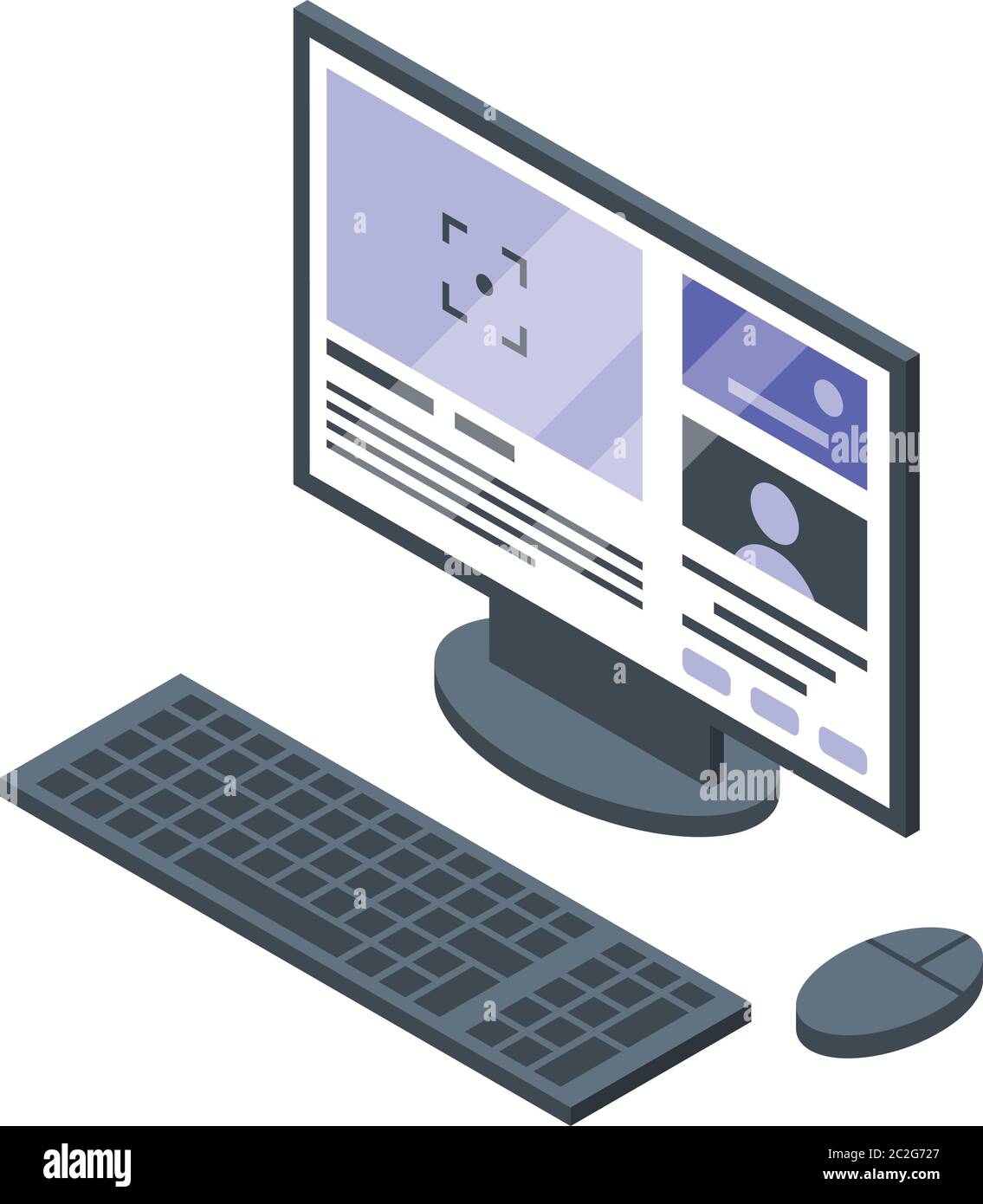 Security guard computer icon, isometric style Stock Vector