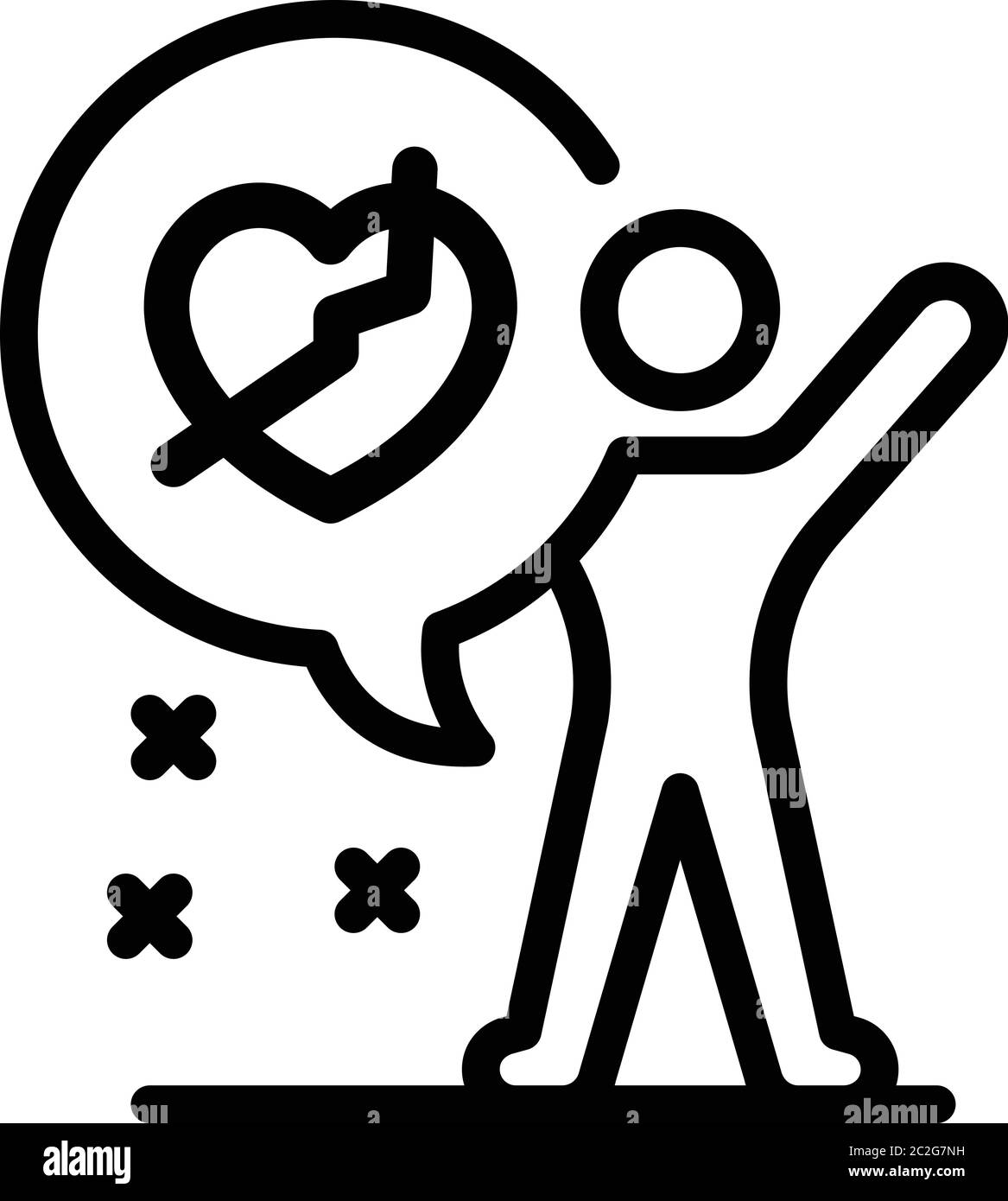 Broken heart chat bubble icon, outline style Stock Vector Image & Art ...