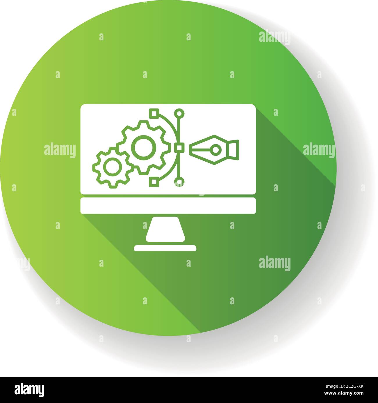 Prototype green flat design long shadow glyph icon Stock Vector