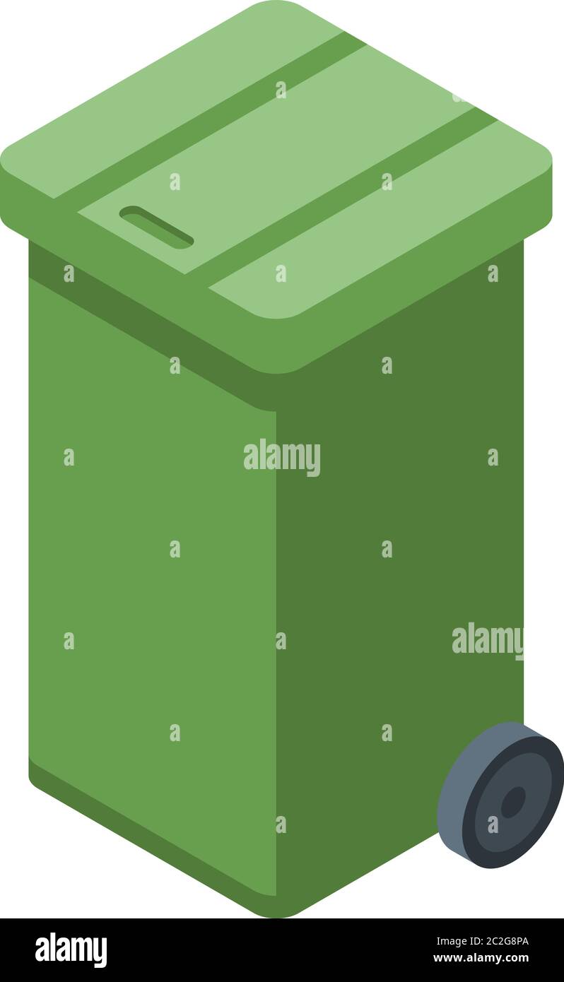 Plastic garbage box icon, isometric style Stock Vector