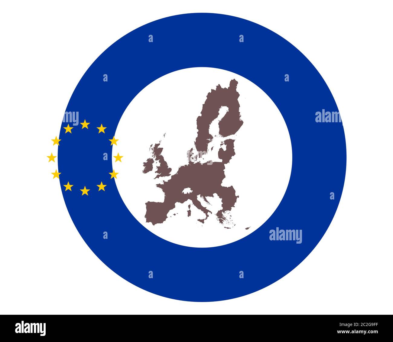 Landkarte der EU auf Hintergrund mit Fahne Stock Photo
