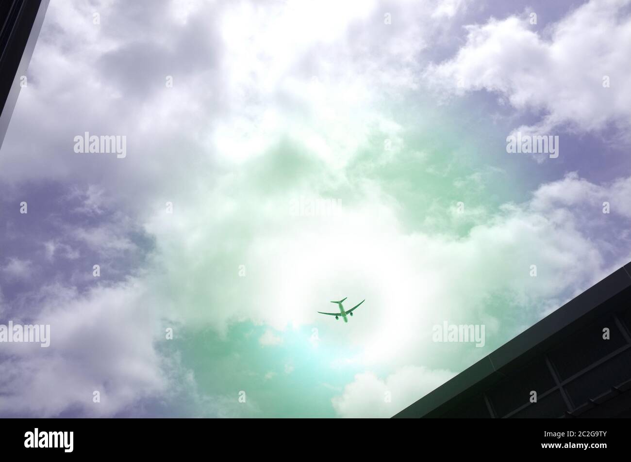Silhouette Airplane in the beautiful sky Stock Photo - Alamy