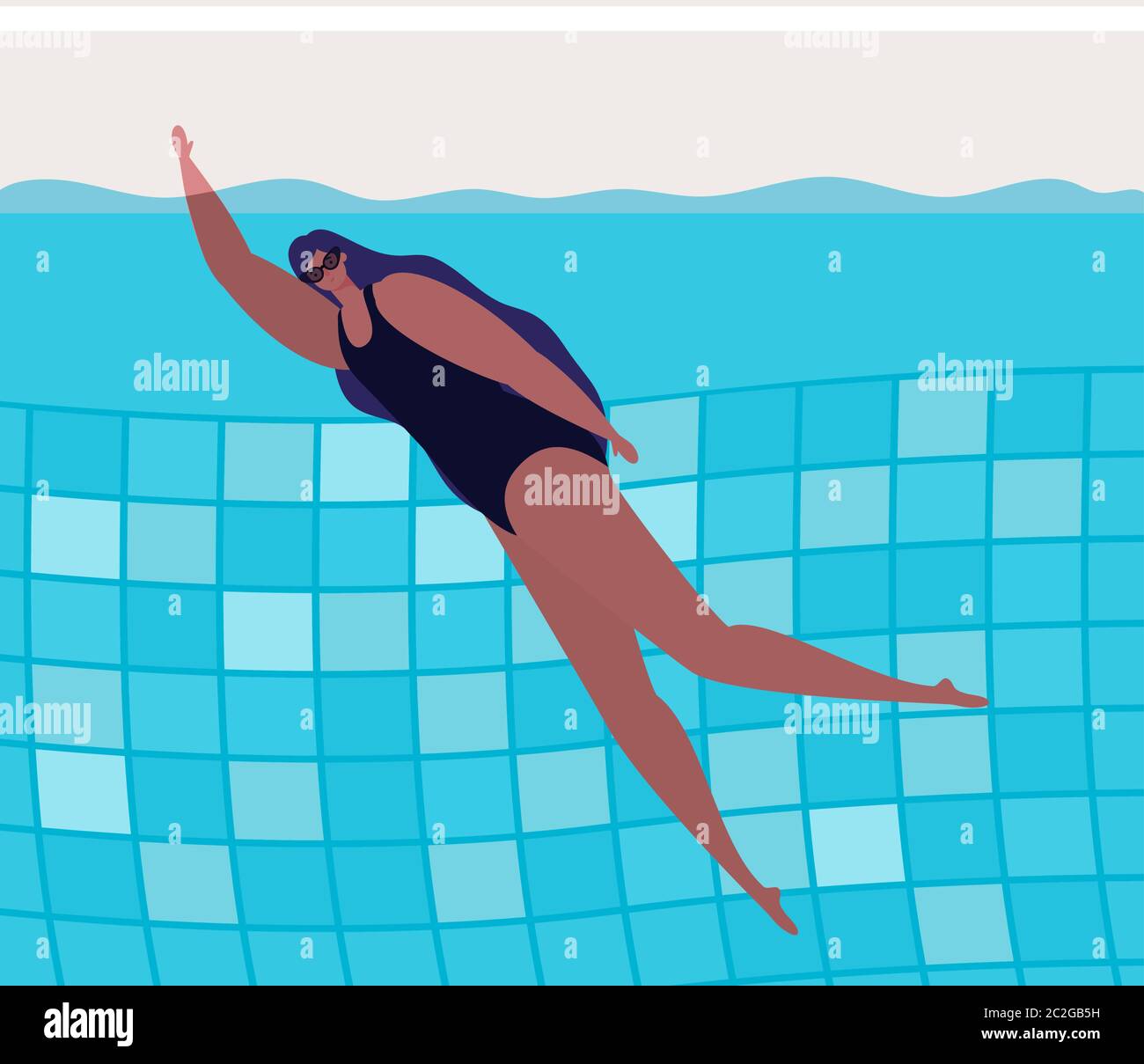 Woman relaxing swimming pool Stock Vector Images - Alamy