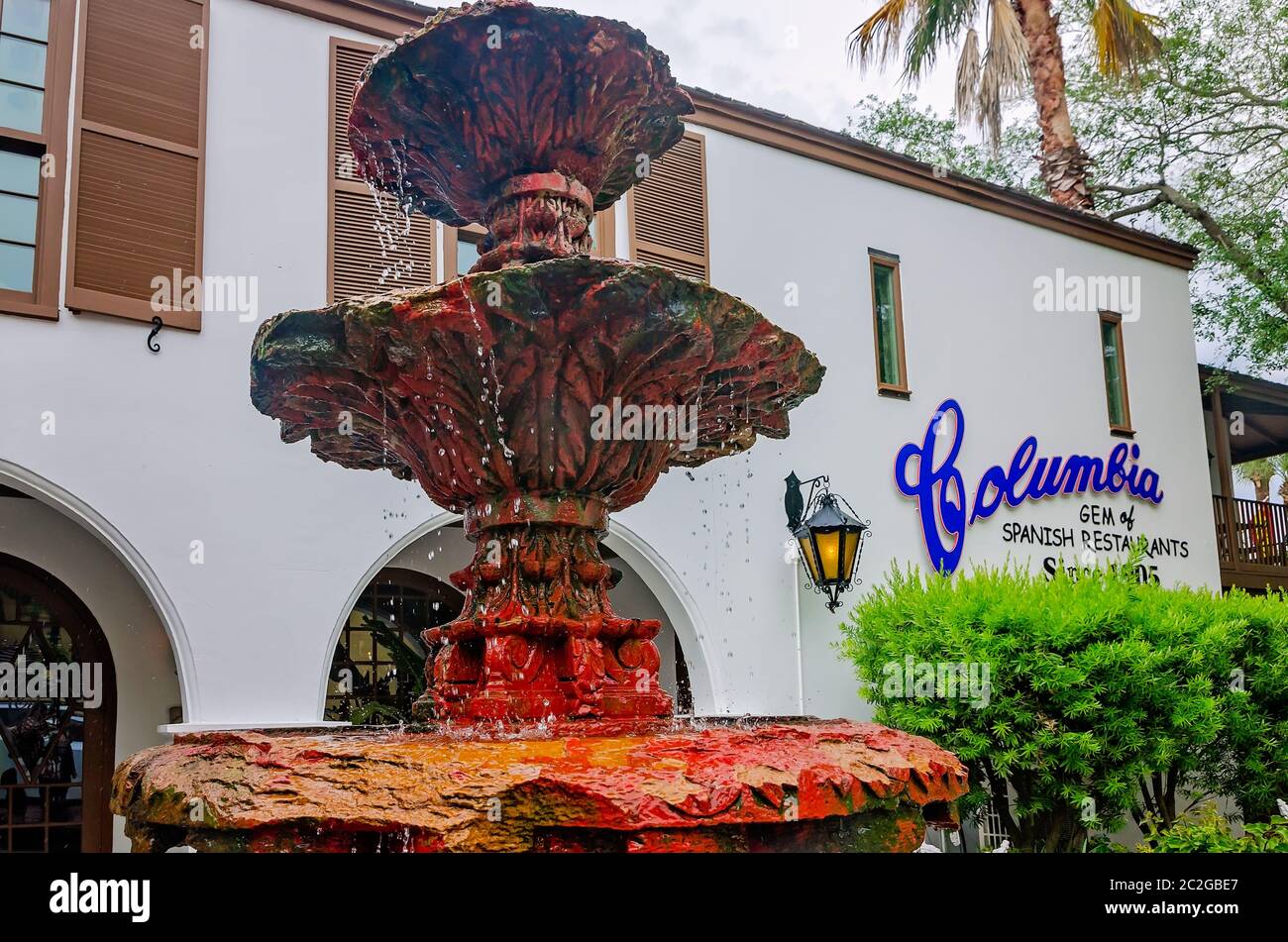 The fountain is pictured at Columbia restaurant on St. George Street, April 11, 2015, in St. Augustine, Florida. Stock Photo