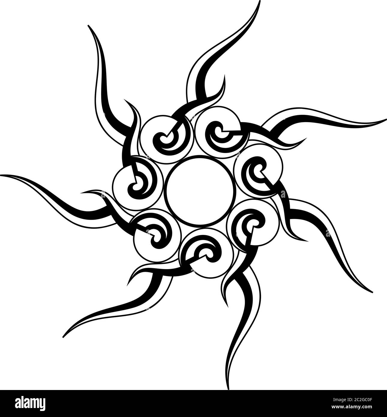 Sun Tribal Tattoo Design Vector Art Illustration Stock Vector