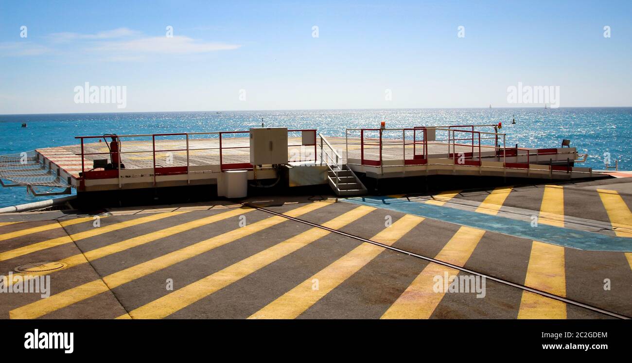 an extendable landing platform for helicopters Stock Photo