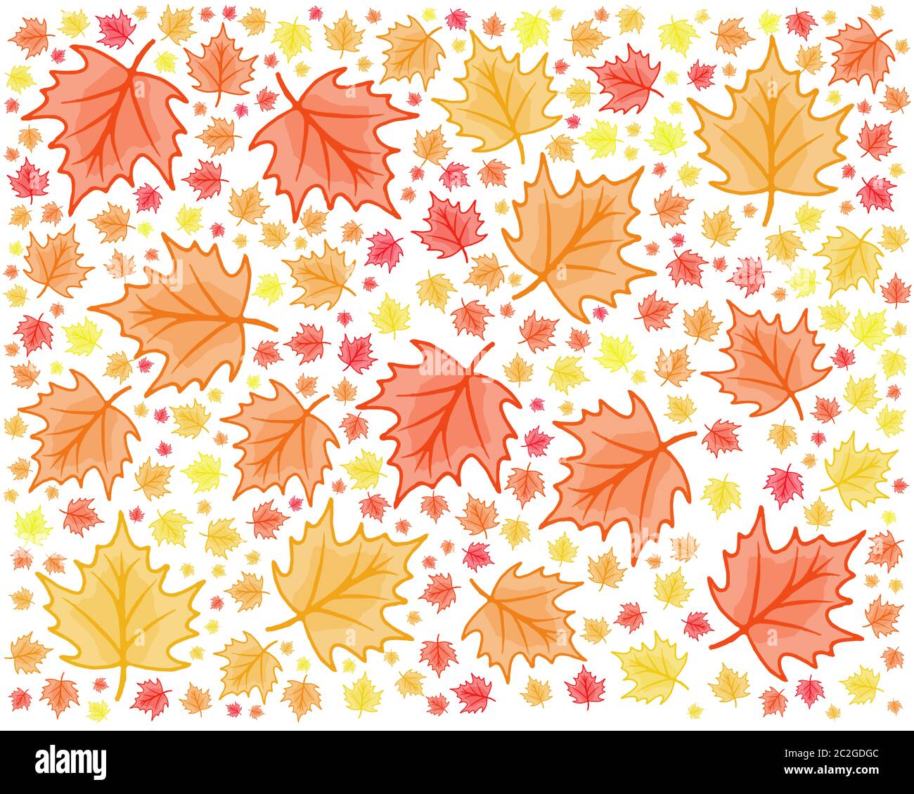 maple leaf red and yellow autumn themed modern seamless repeating design Stock Photo