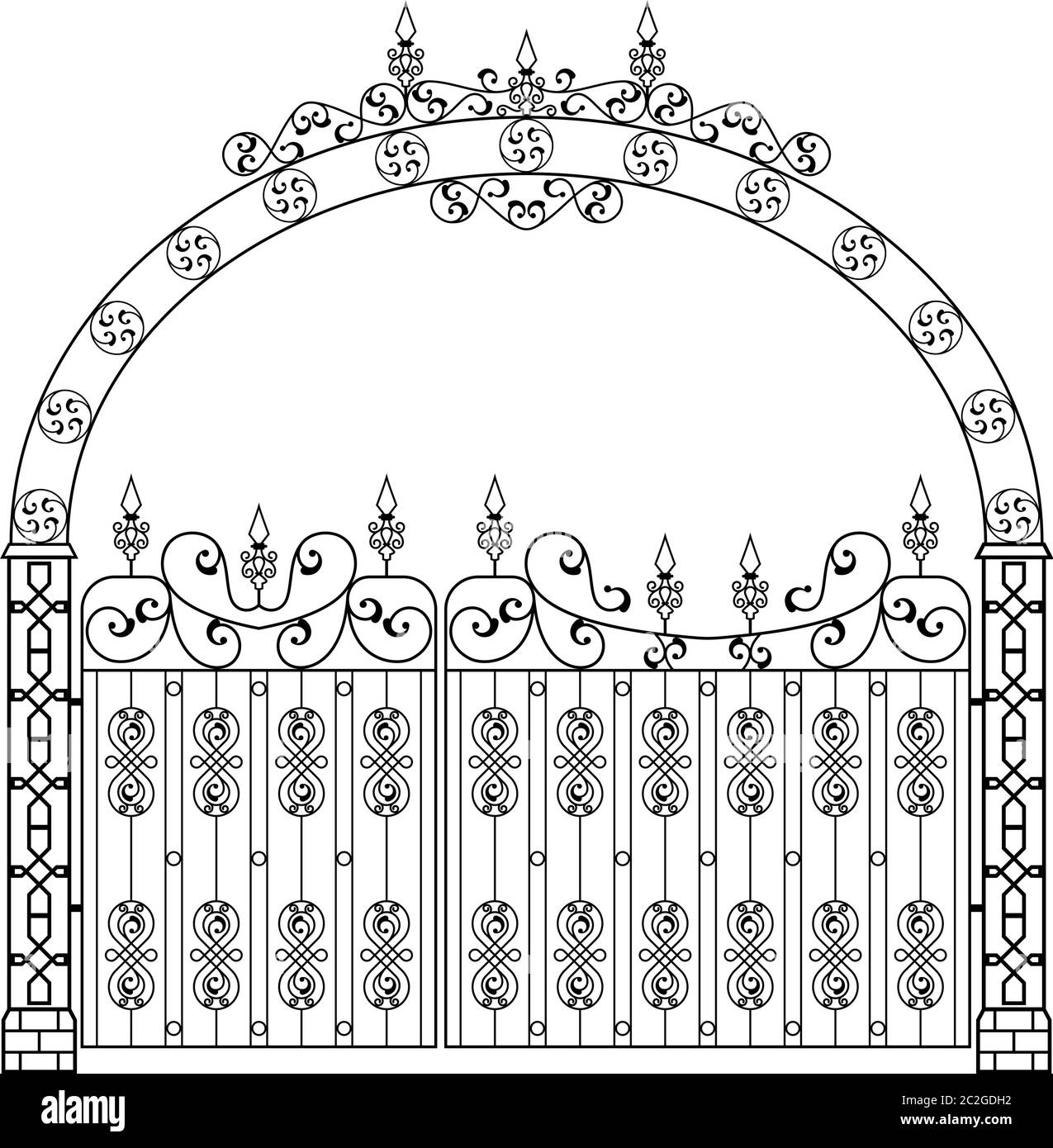 Wrought Iron Gate With Arch Vector Art Illustration Stock Vector Image