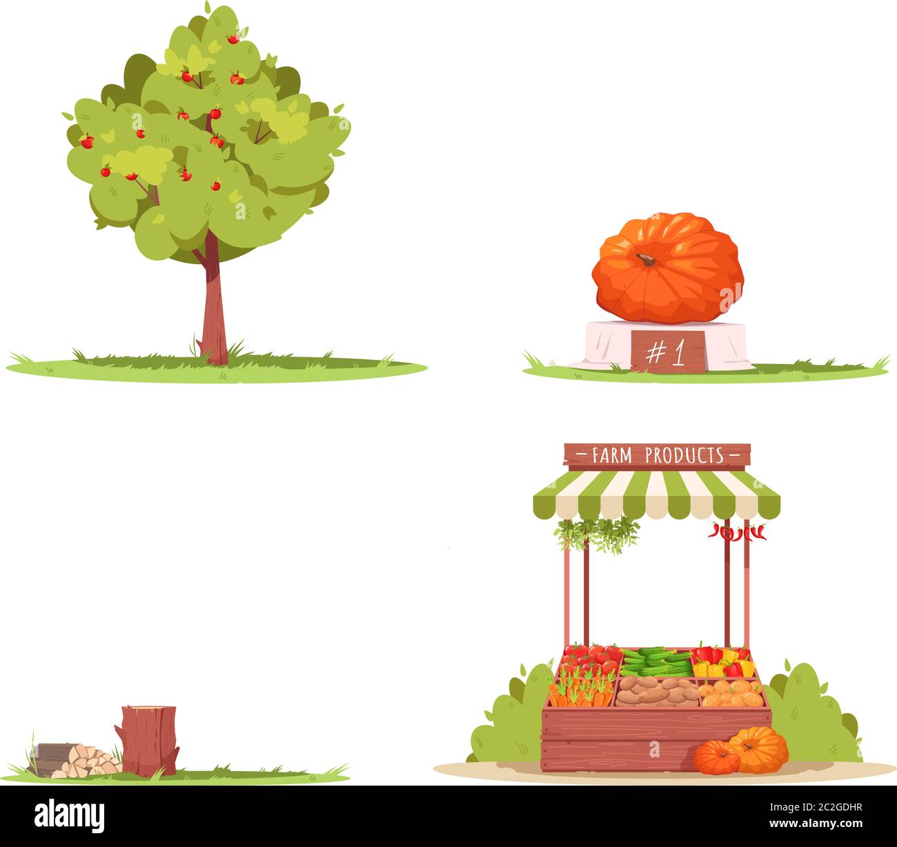 Farm lifestyle semi flat RGB color vector illustration set Stock Vector ...