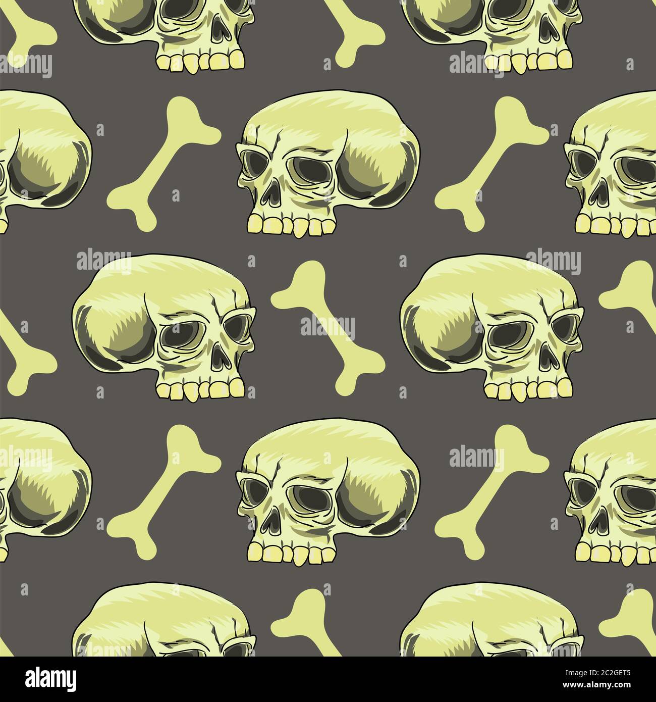 Old Human Skull Seamless Pattern on Grey Background Stock Photo - Alamy