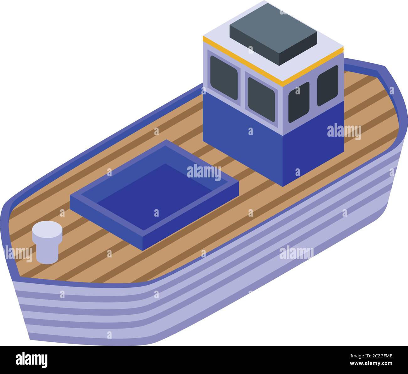 Fish farm ship icon, isometric style Stock Vector