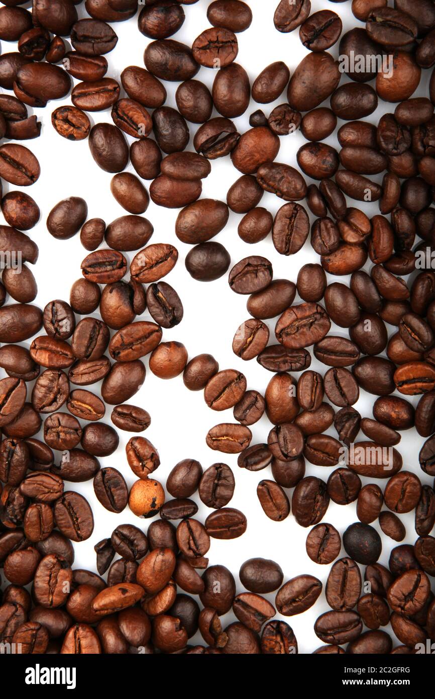 Fresh Roasted Coffee Beans Isolated On White Background Stock Photo - Alamy