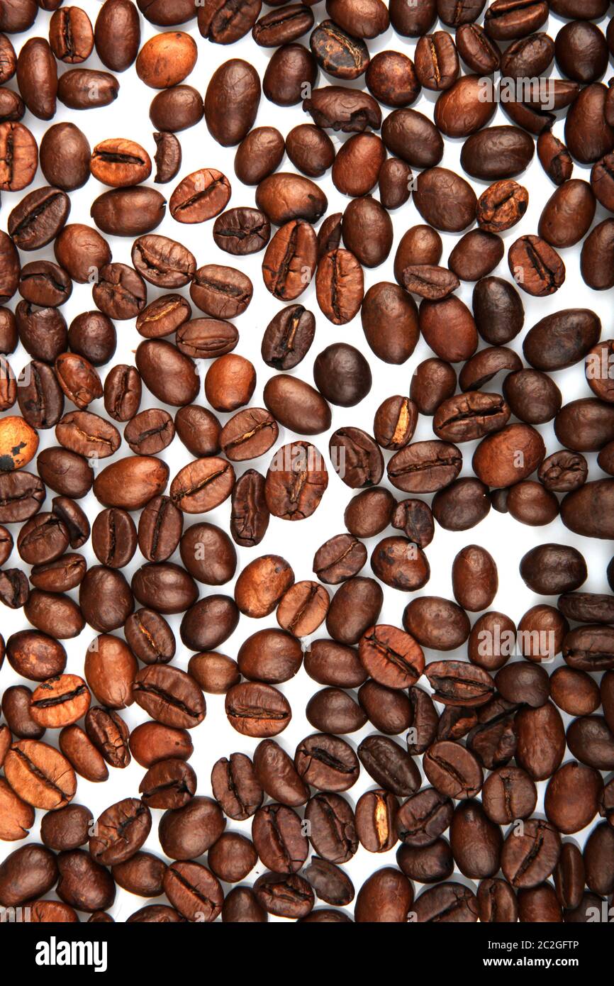 Fresh Roasted Coffee Beans Isolated On White Background Stock Photo - Alamy