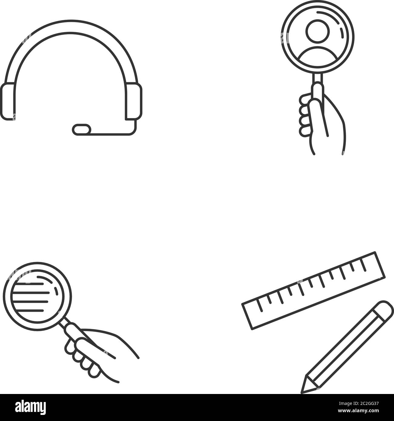 Support service elements pixel perfect linear icons set Stock Vector