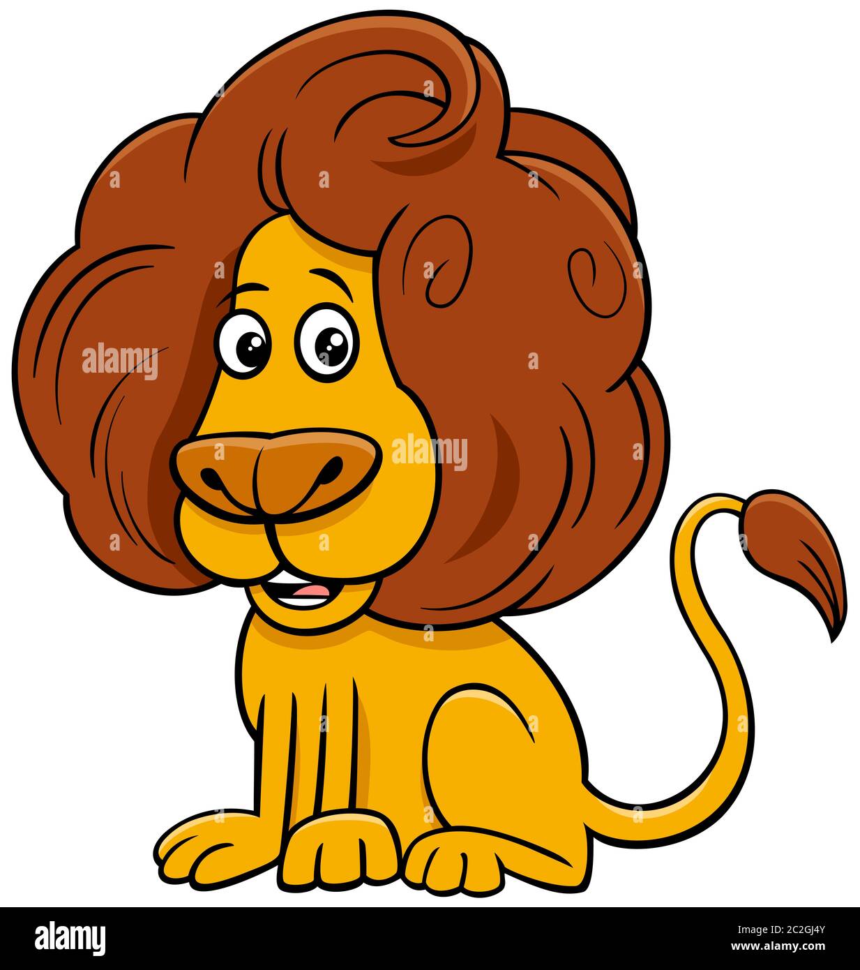 lion comic animal character cartoon illustration Stock Photo - Alamy