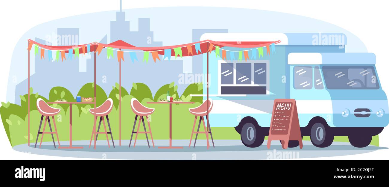 Daytime food event semi flat vector illustration Stock Vector