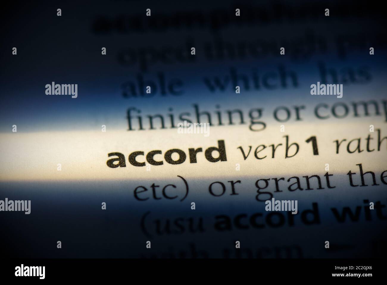 accord word in a dictionary. accord concept, definition Stock Photo Alamy
