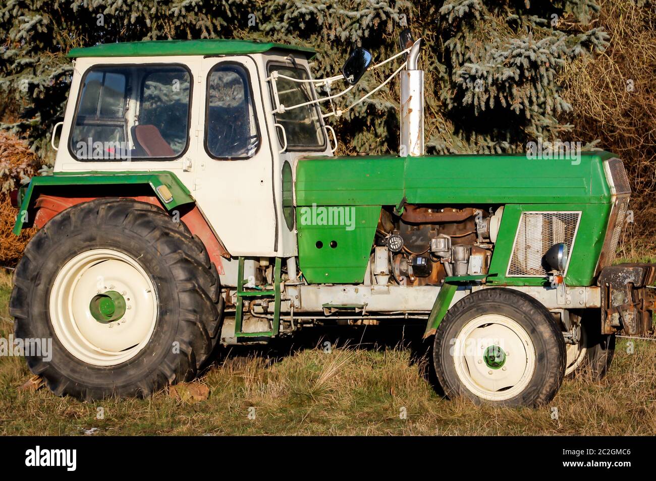 a parked old tractor from the GDR Stock Photo