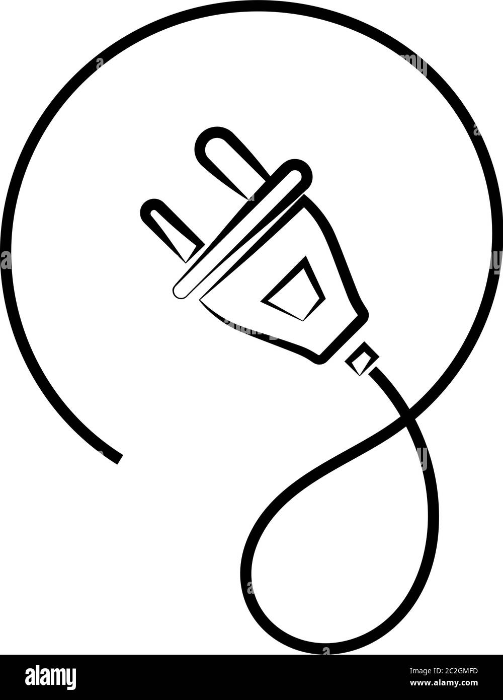 Power Plug With Wire Icon Vector Art Illustration Stock Vector Image