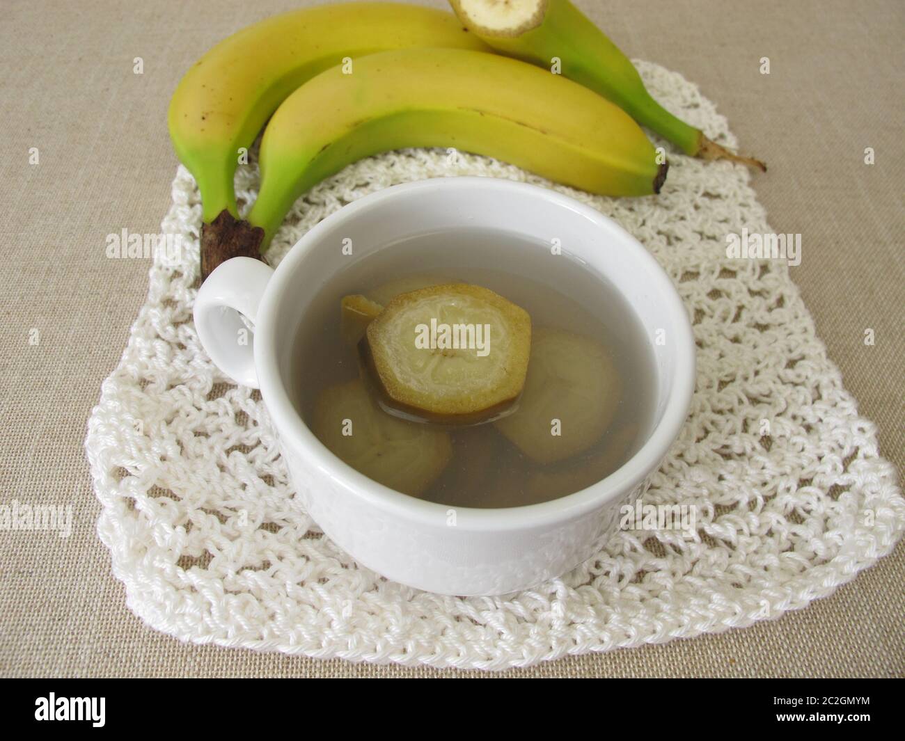 Banana peel tea, tea from organic bananas and banana peel Stock Photo