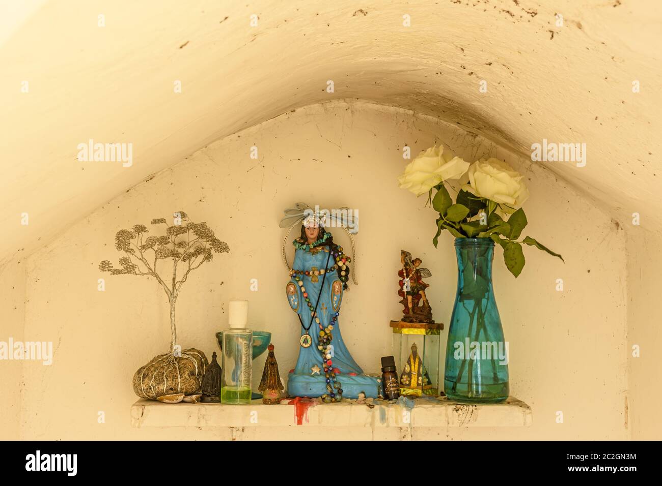 Small altar to Iemanja queen of the sea Stock Photo