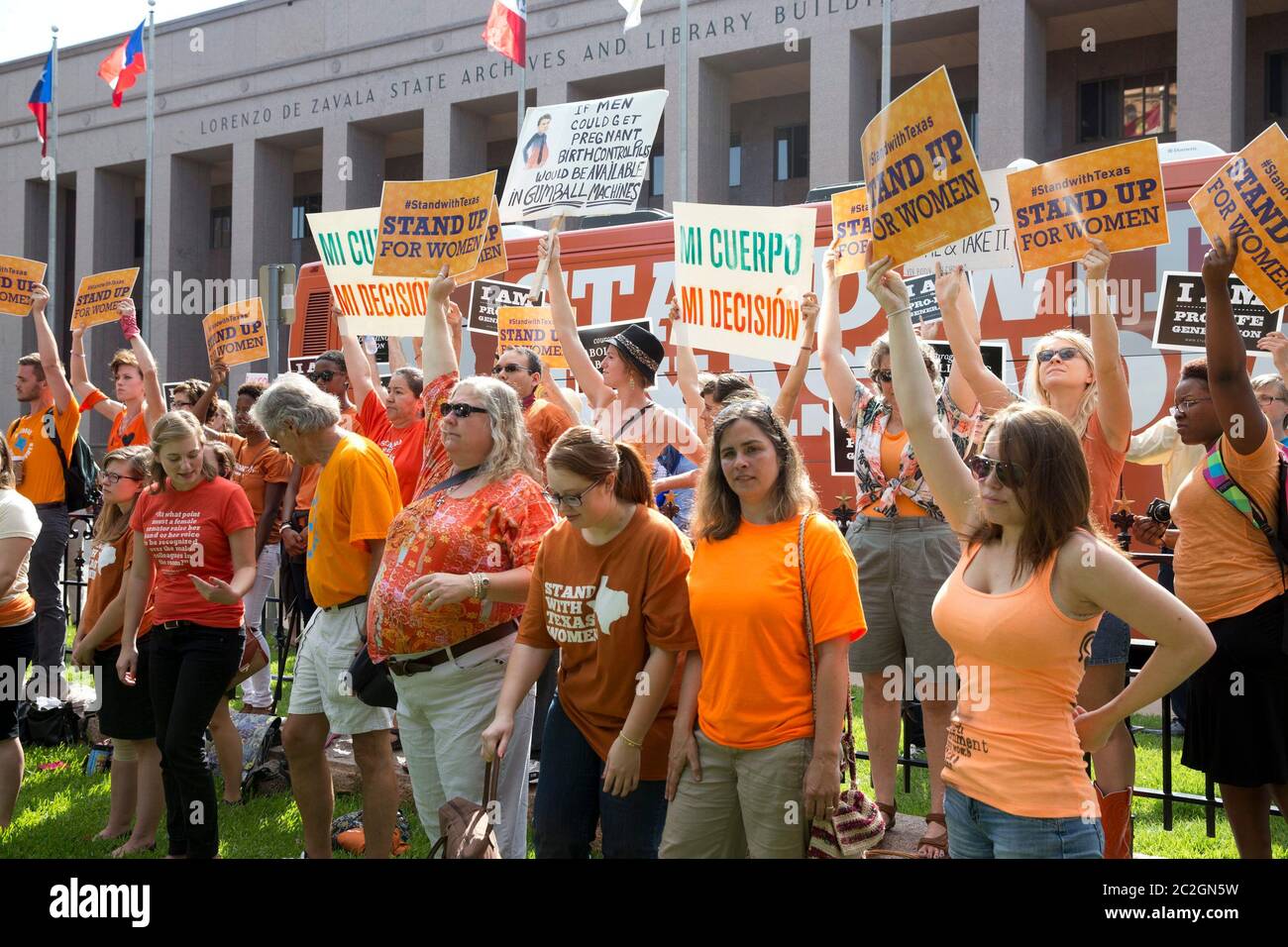 Pro-choice activists continue to descend on the Texas Capitol as Texas lawmakers struggle to pass a bill that would limit the number of abortion providers by increasing medical standards for clinics to the level of ambulatory surgical centers.  ©Bob Daemmrich Stock Photo