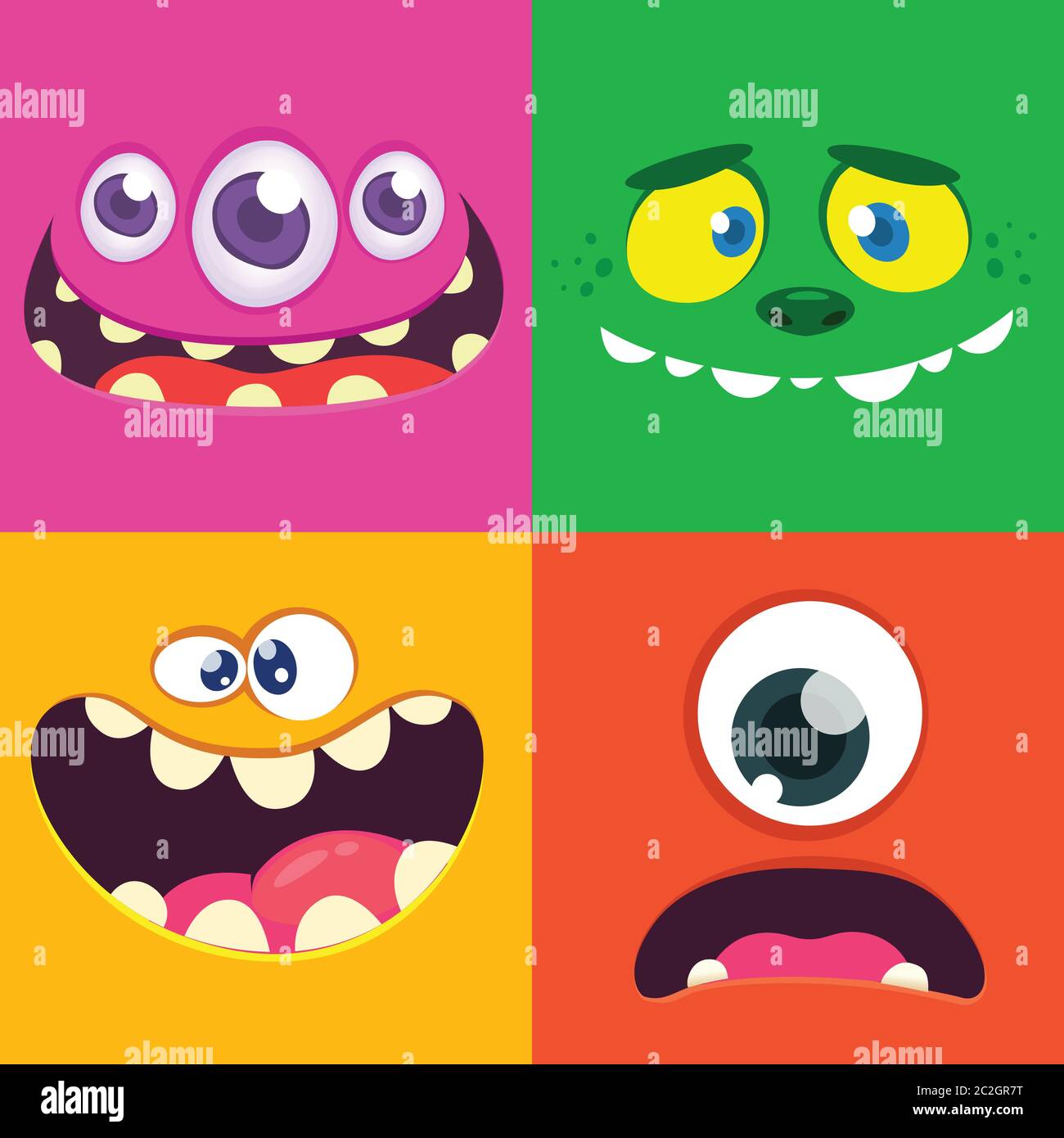 Set of different monster face illustration. Vector Stock Vector Image ...