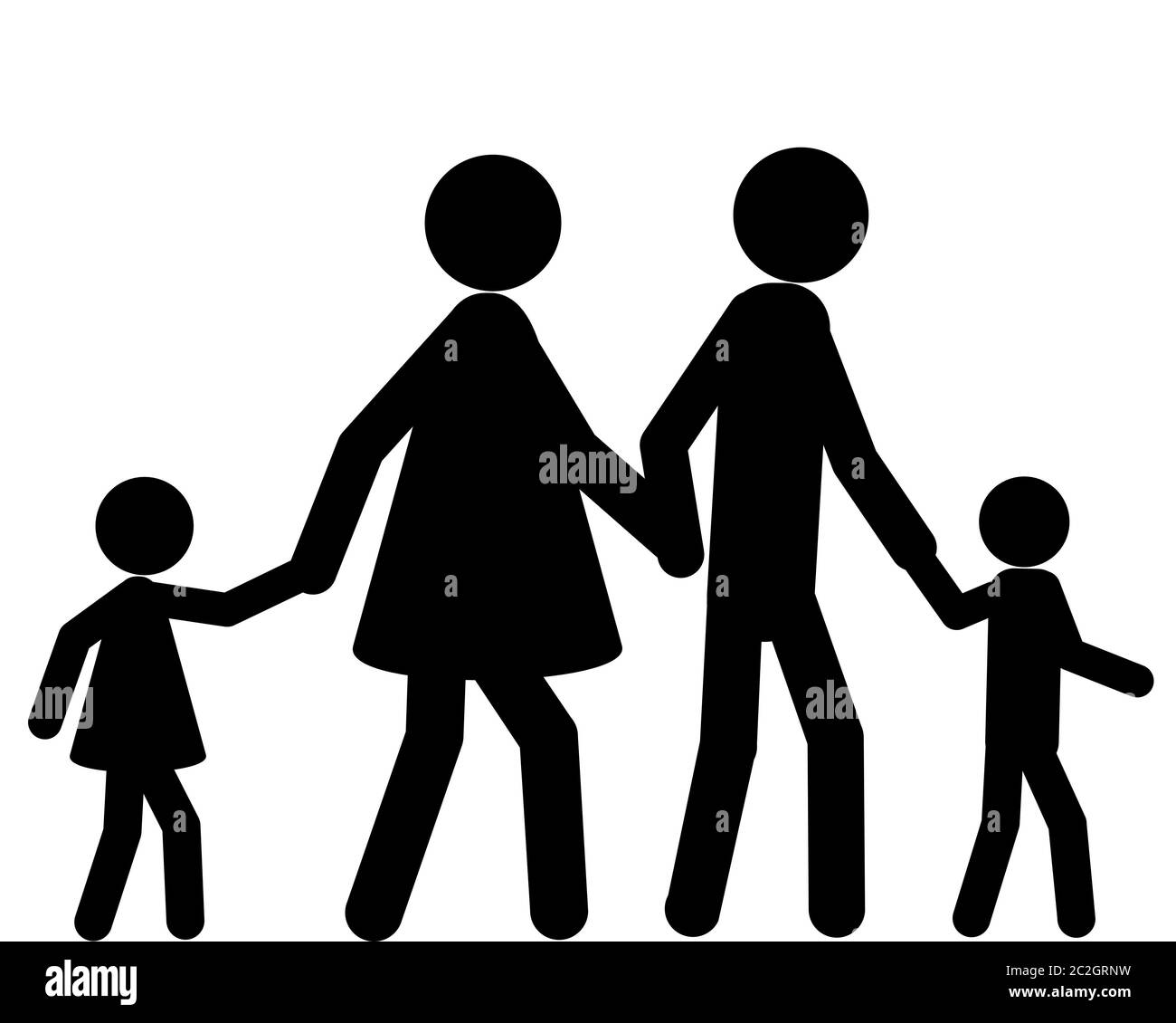 Familie beim spazieren gehen Hand in Hand Stock Photo