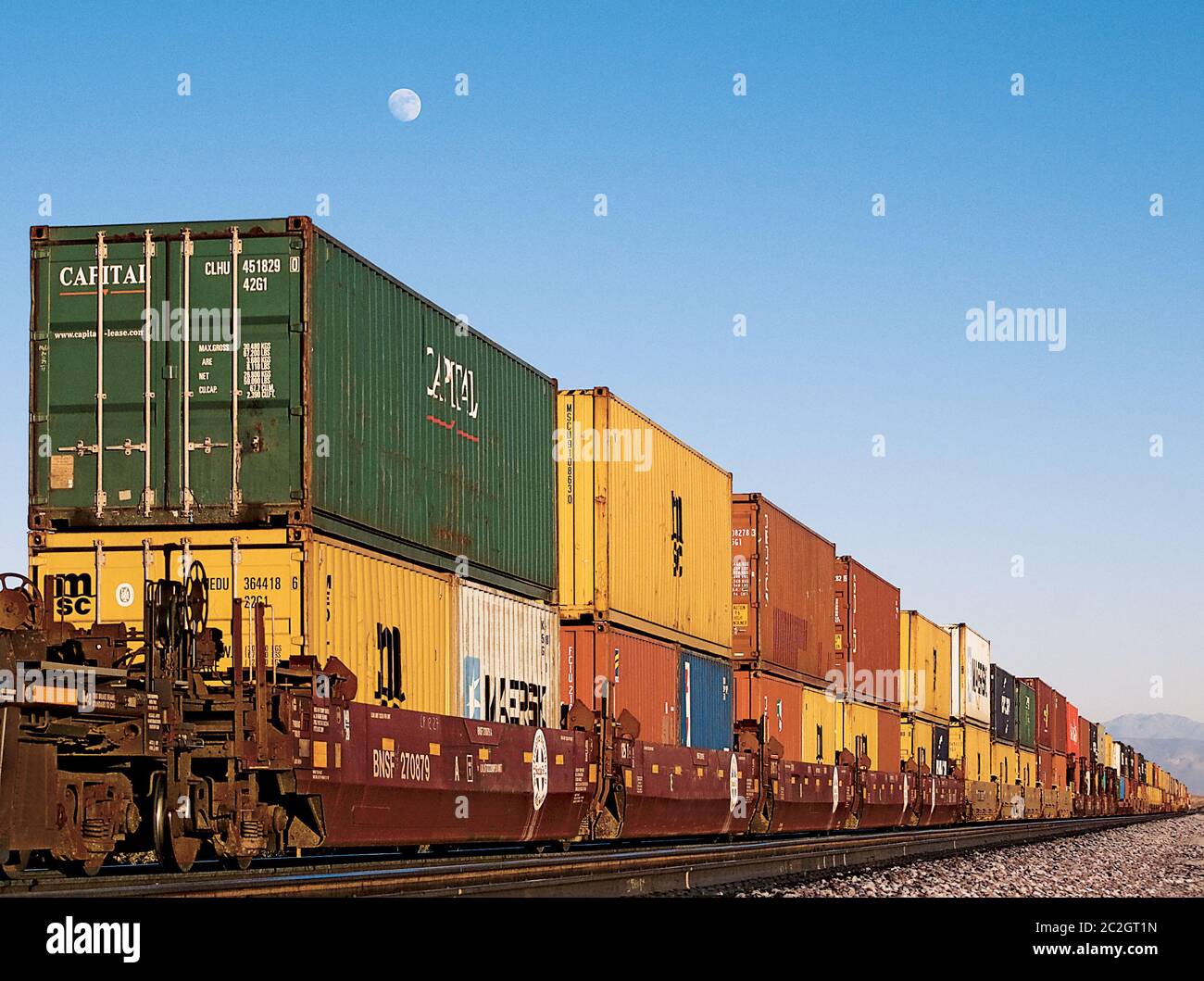 Double Stack Container Train Stock Photo