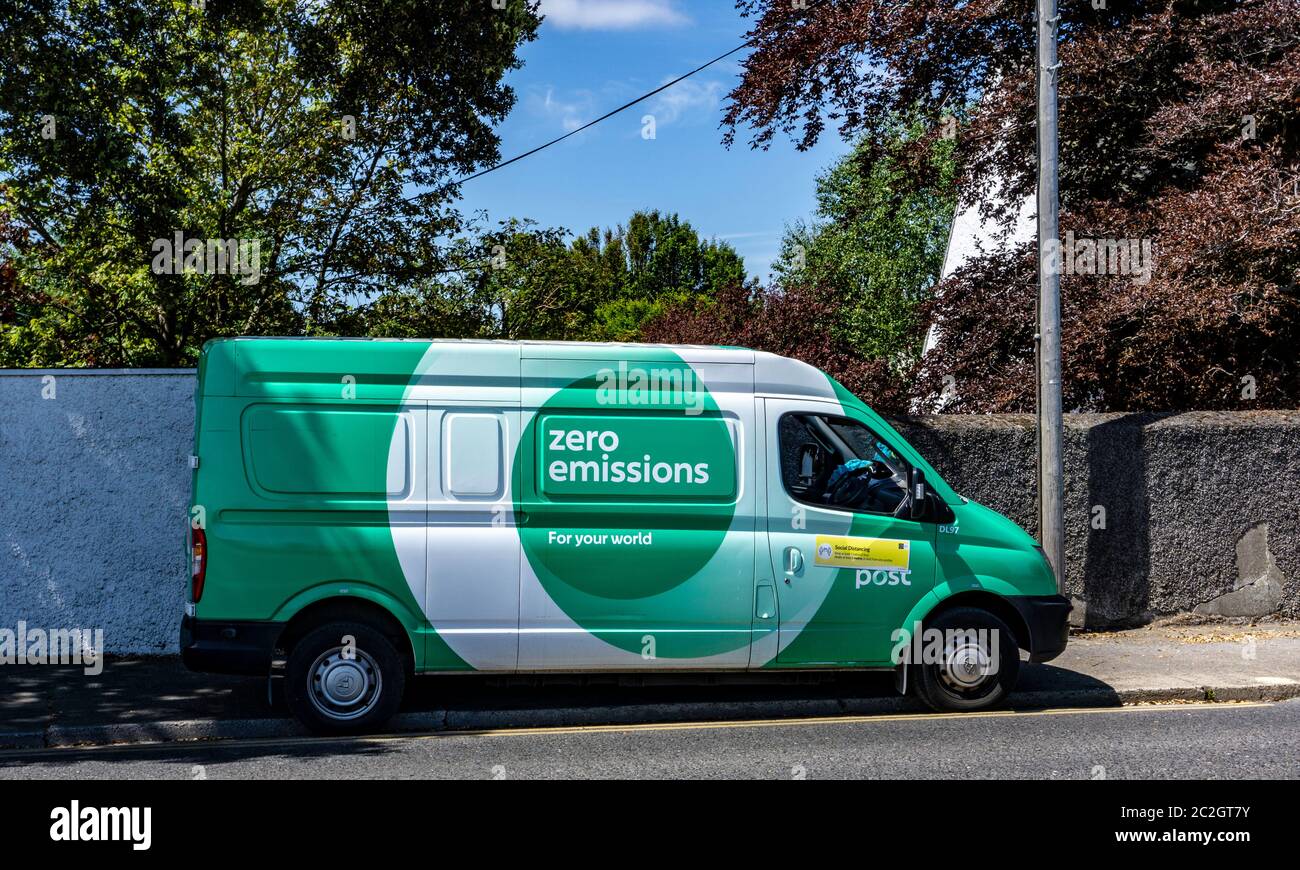 An electric vehicle used by An Post in Ireland for deliveries..Boasting zero emissions An Post is working to use all electric vehicles. Stock Photo