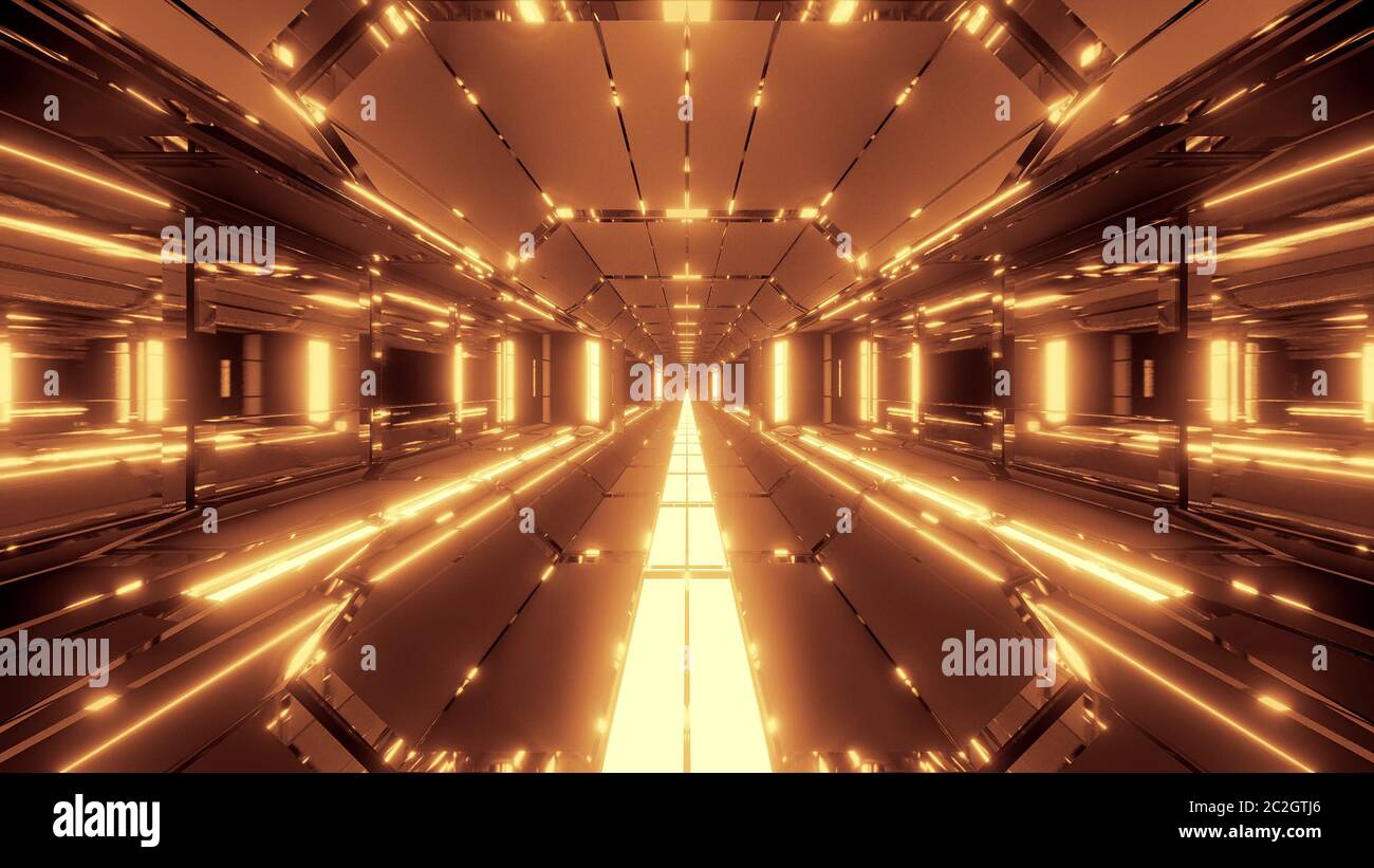 futuristic scifi tunnel corridor with nice glowing lights 3d ...