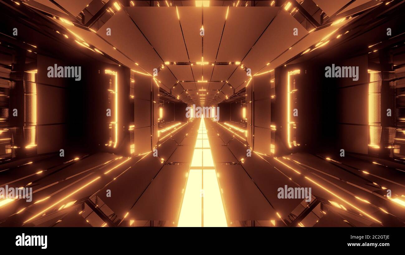 futuristic scifi tunnel corridor with nice glowing lights 3d ...