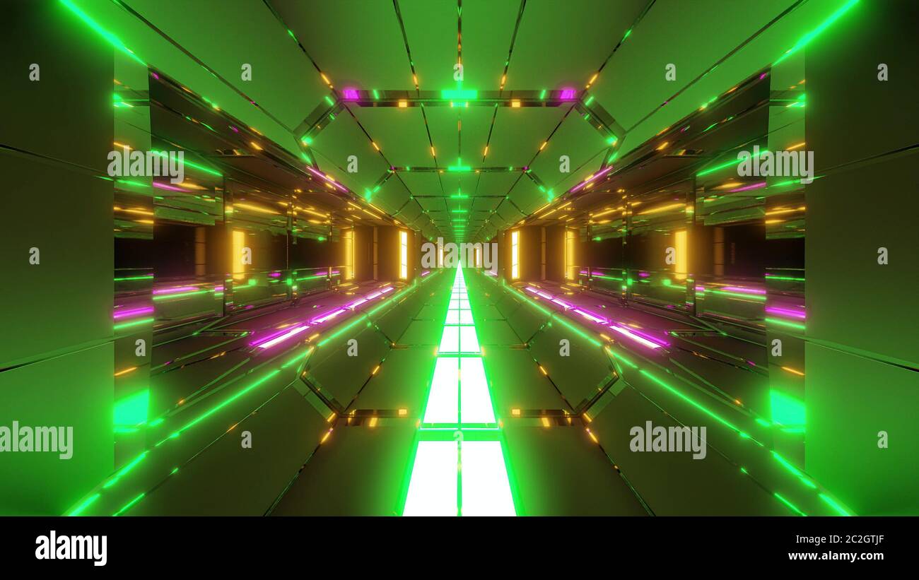 futuristic scifi tunnel corridor with nice glowing lights 3d ...