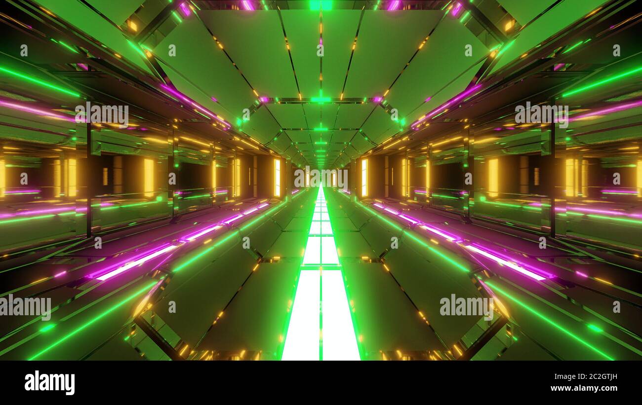 futuristic scifi tunnel corridor with nice glowing lights 3d ...