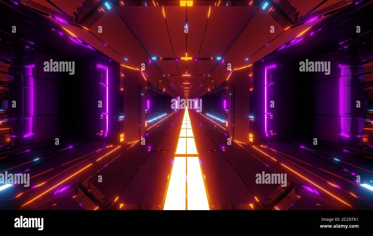 futuristic scifi tunnel corridor with nice glowing lights 3d ...
