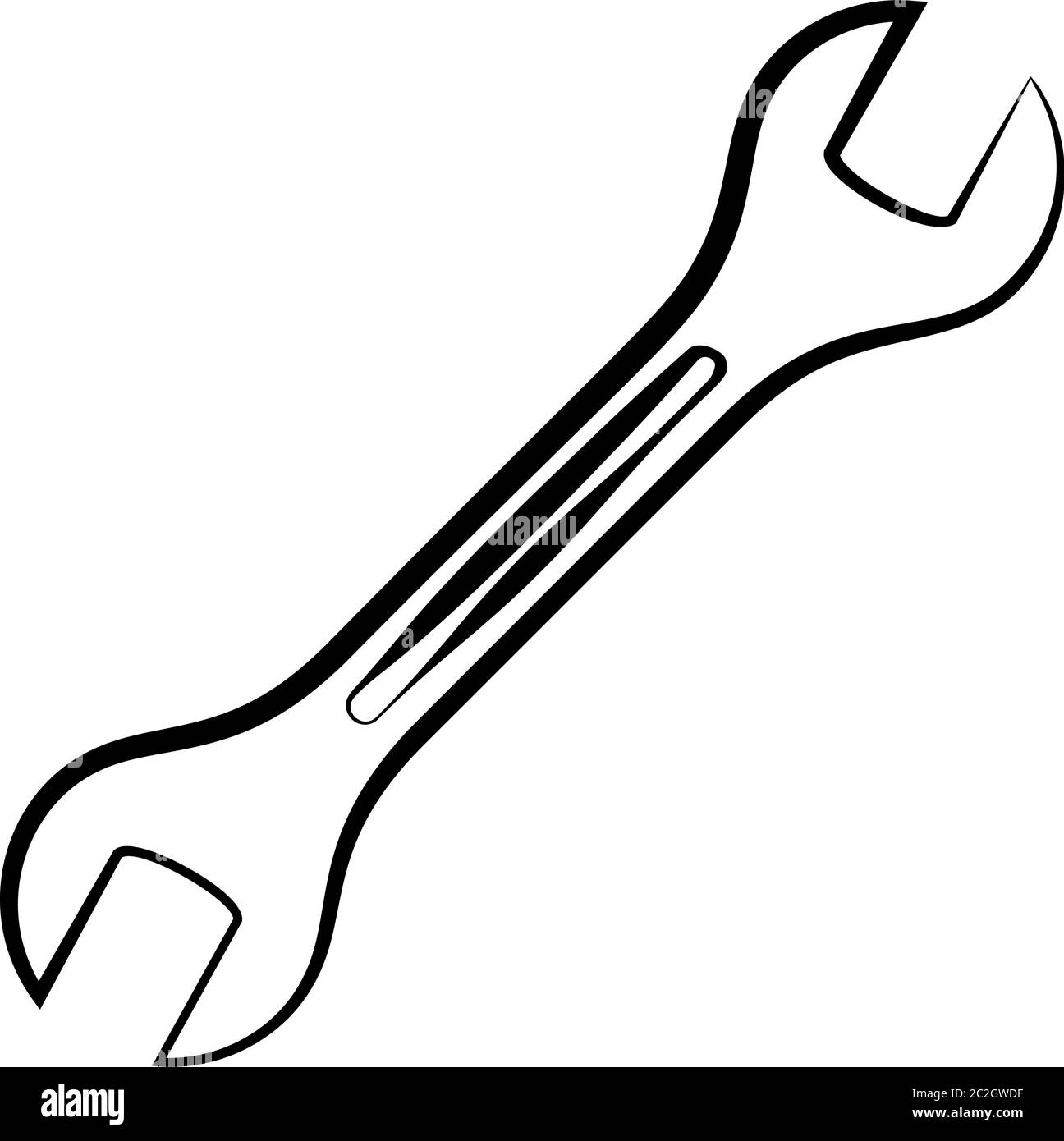 Open End Wrench Icon, Spanner Vector Art Illustration Stock Vector