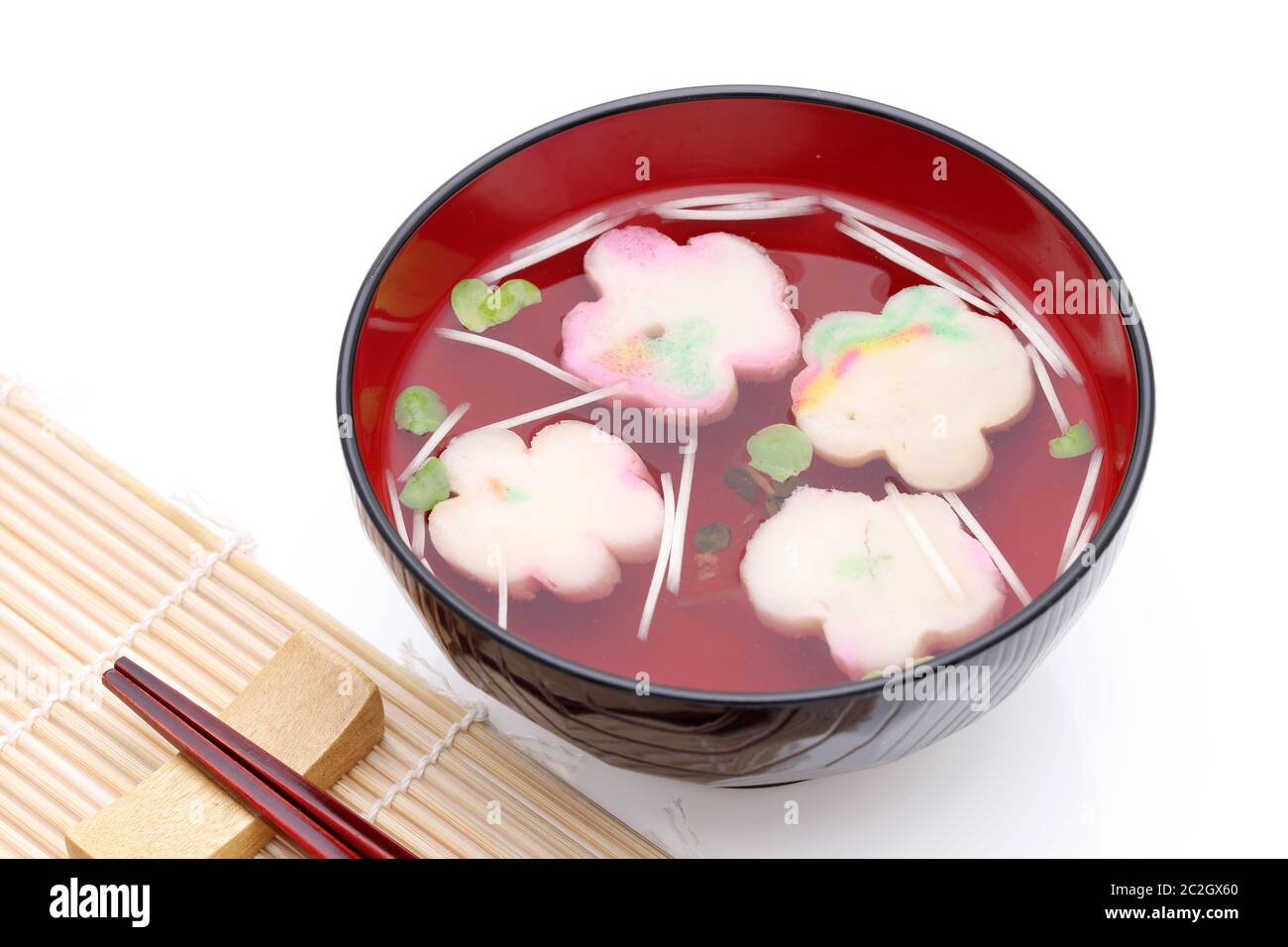 Japanese Food Osuimono Soup Of Fu And Vegetables In A Bowl Stock Photo Alamy