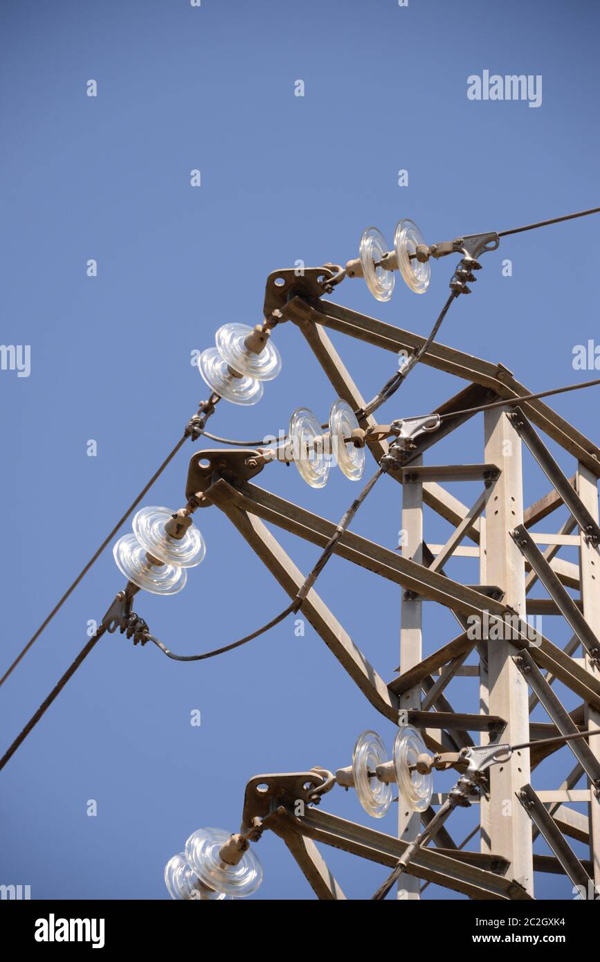 High voltage power line on the Costa Blanca, Spain Stock Photo Alamy