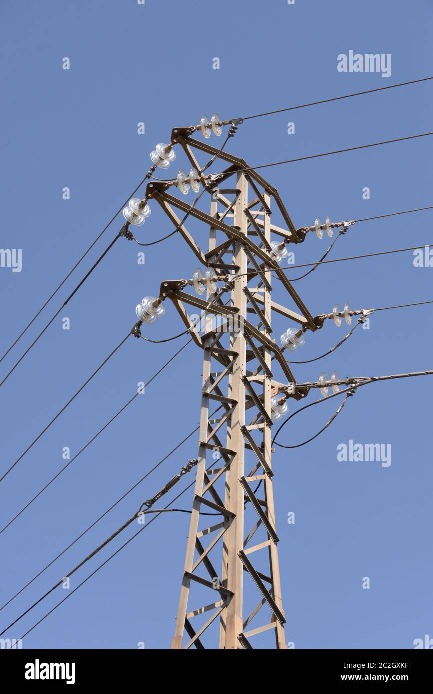 High voltage power line on the Costa Blanca, Spain Stock Photo Alamy