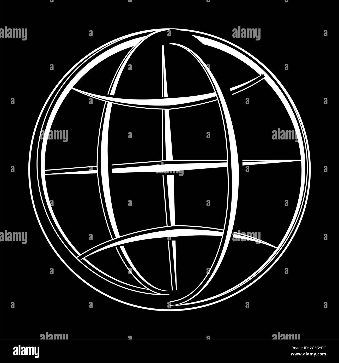 Globe Icon Calligraphic Vector Art Illustration Stock Vector