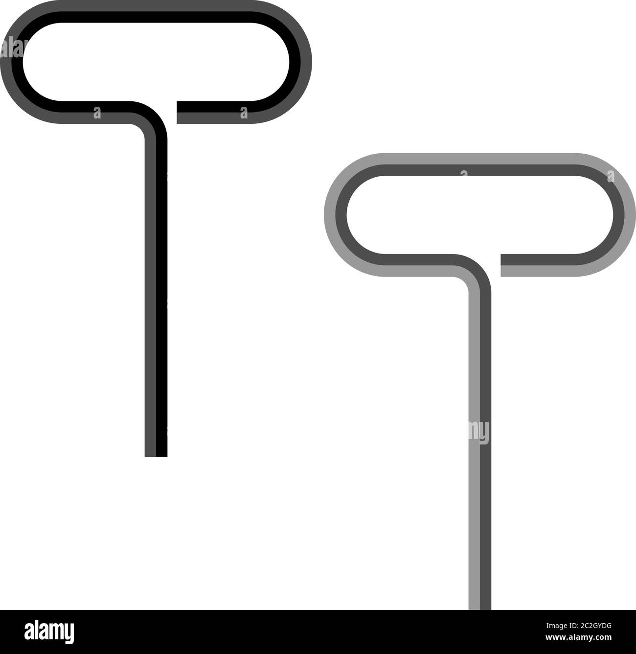 T Handle Allen Wrench, Hex Key Vector Art Illustration Stock Vector