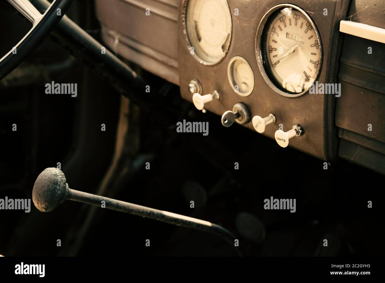 Classic car dashboard Stock Photo