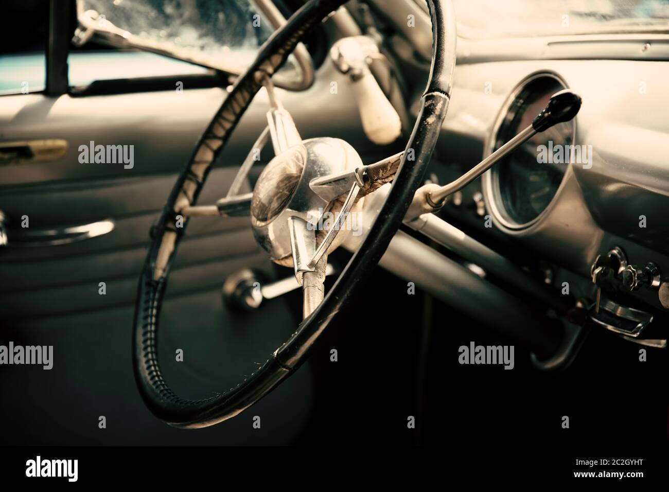 Classic car dashboard Stock Photo Alamy